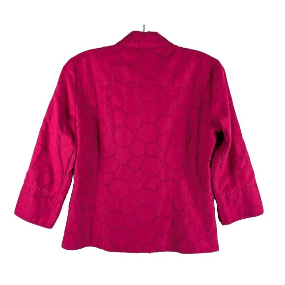 Sag Harbor Button Down Shirt Faux Suede 3/4 Sleeve Pink Petites PS - Picture 7 of 9